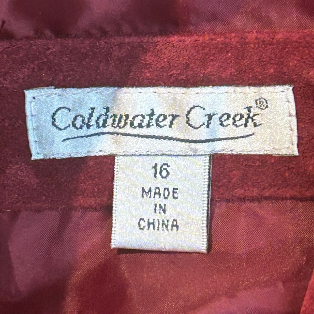 Coldwater Creek Burgundy Red Leather Jacket Rib Knit Sleeve Mixed Media size 16 - Picture 5 of 7